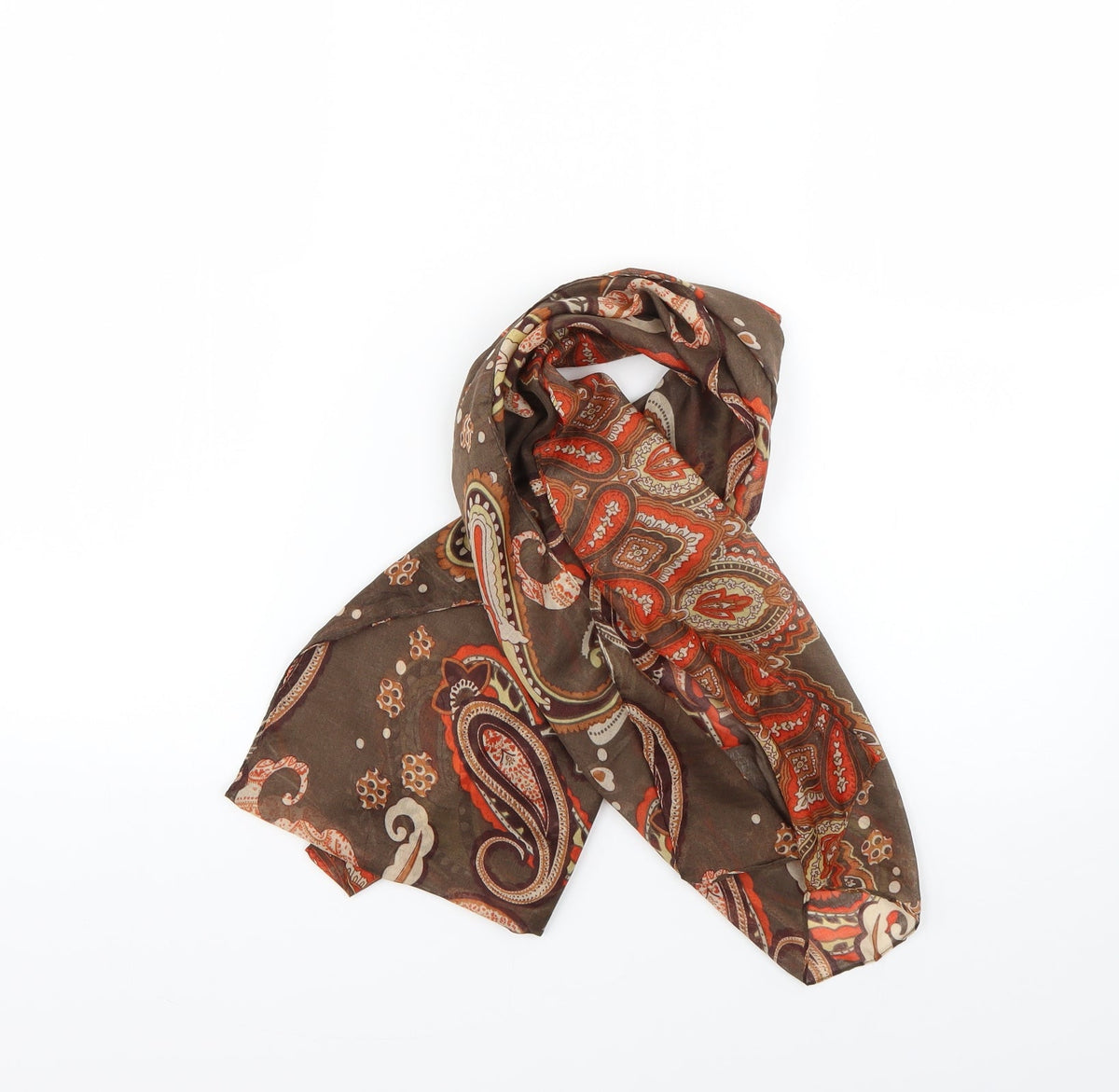 Preworn Womens Brown Geometric   Scarf