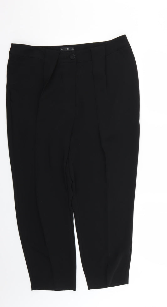 F&F Womens Black   Trousers  Size 16 L22 in