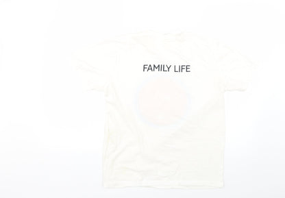 Thompson Womens White Geometric  Basic T-Shirt Size 16