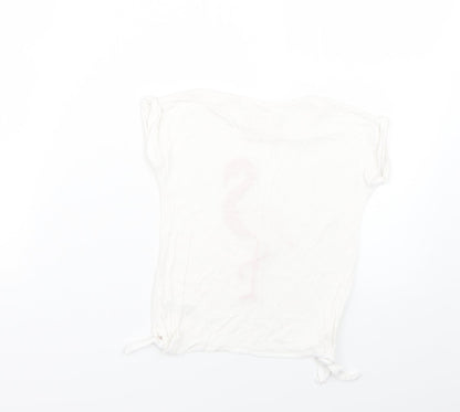 TU Girls White Geometric  Basic T-Shirt Size 4 Years