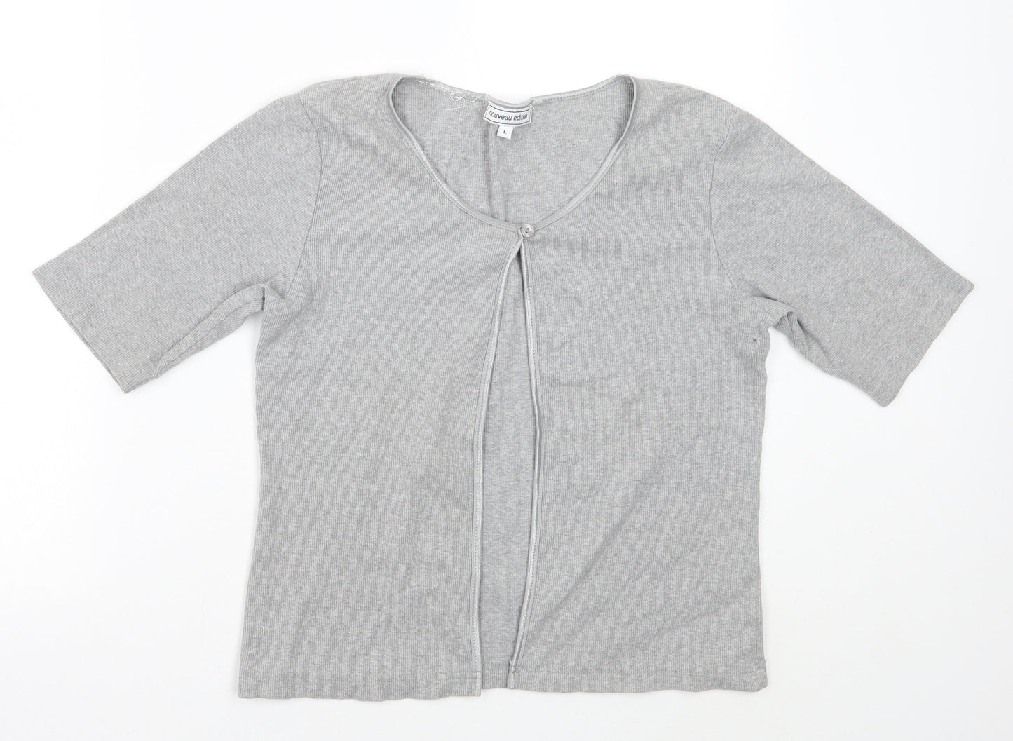 Womens UK Size L Nouveau Edition Grey Cardigan Jumper
