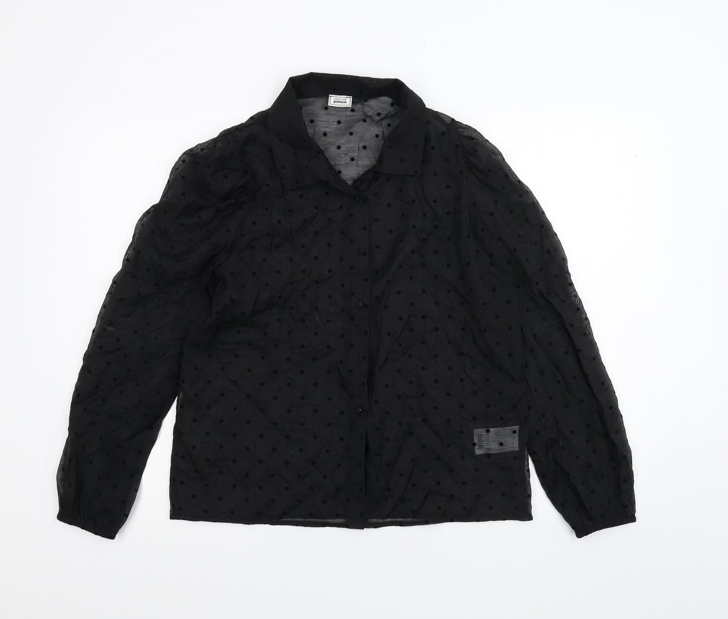 Womens UK Size 12 Pimkie Black Basic Button-Up