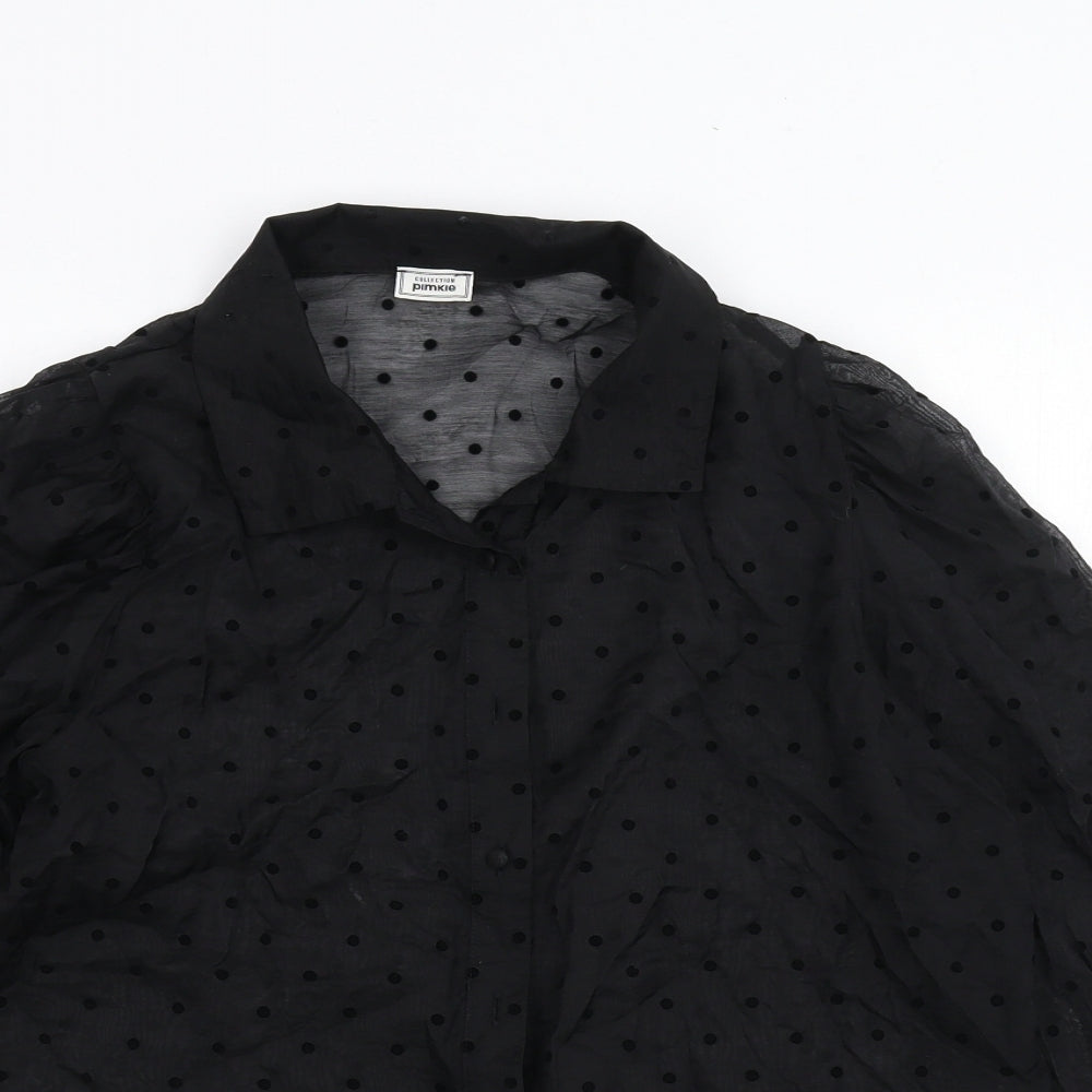Womens UK Size 12 Pimkie Black Basic Button-Up