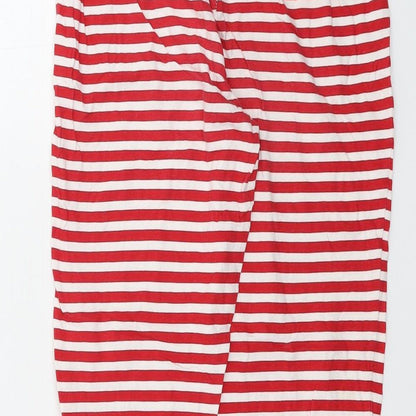 Christmas Womens White Striped  Sweatpants Trousers Size 8 L24 in