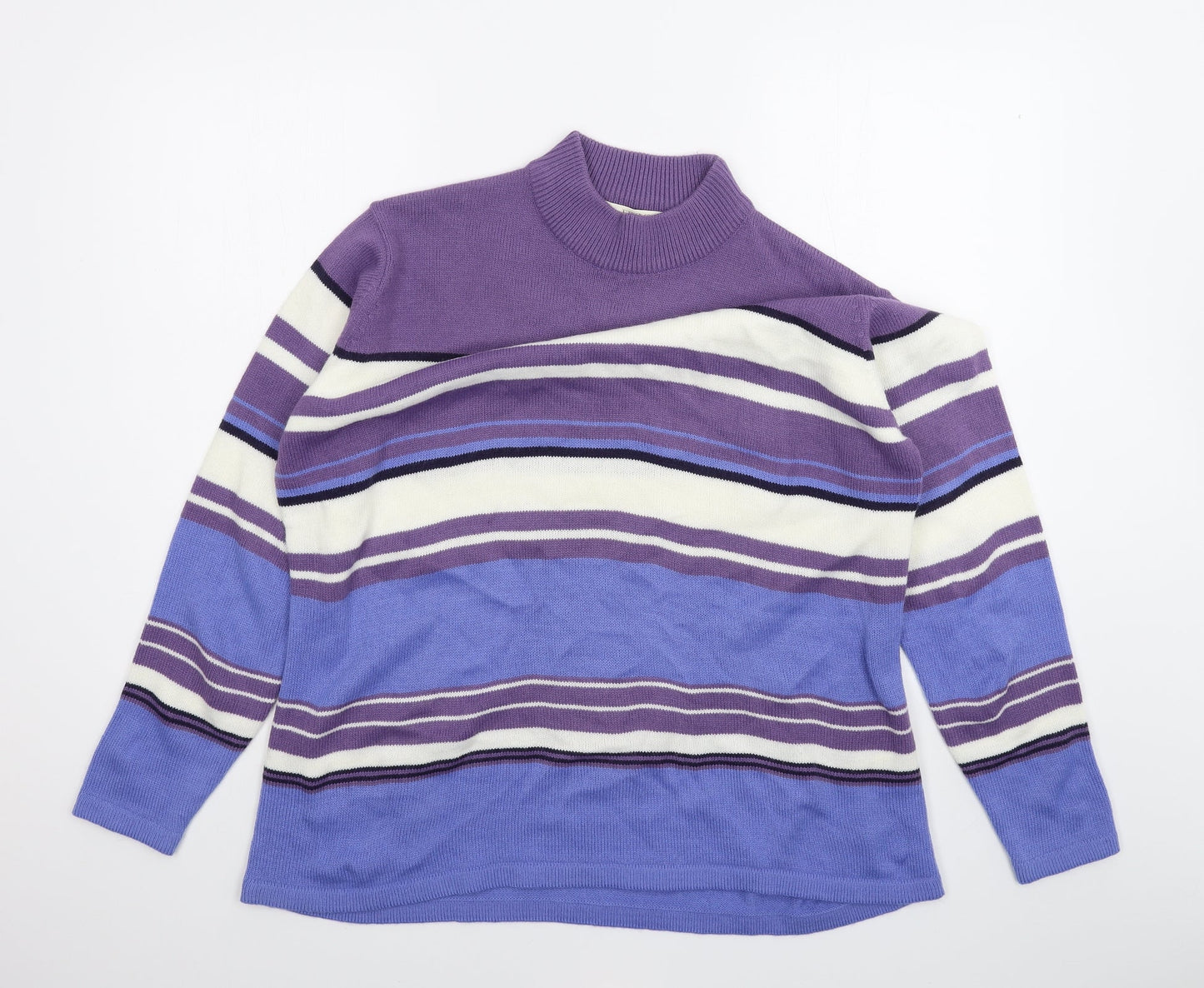 EWM Womens Purple Striped  Pullover Jumper Size XL