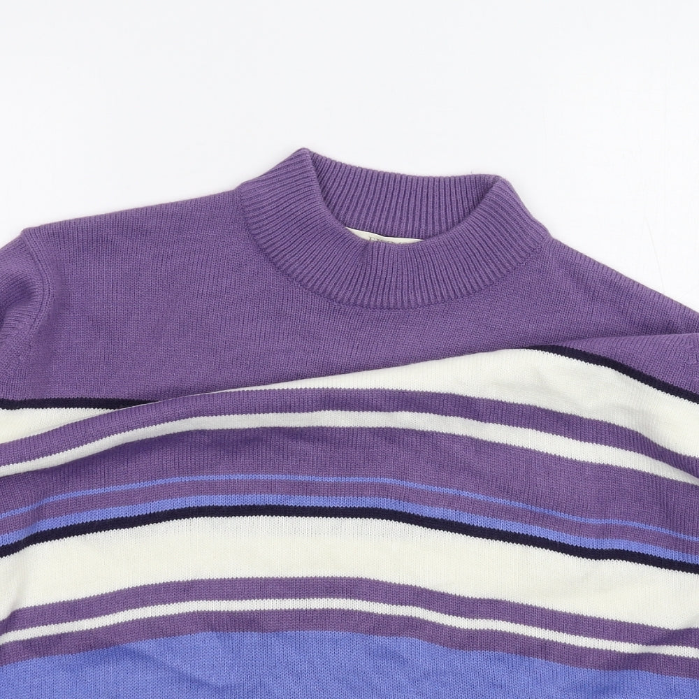 EWM Womens Purple Striped  Pullover Jumper Size XL