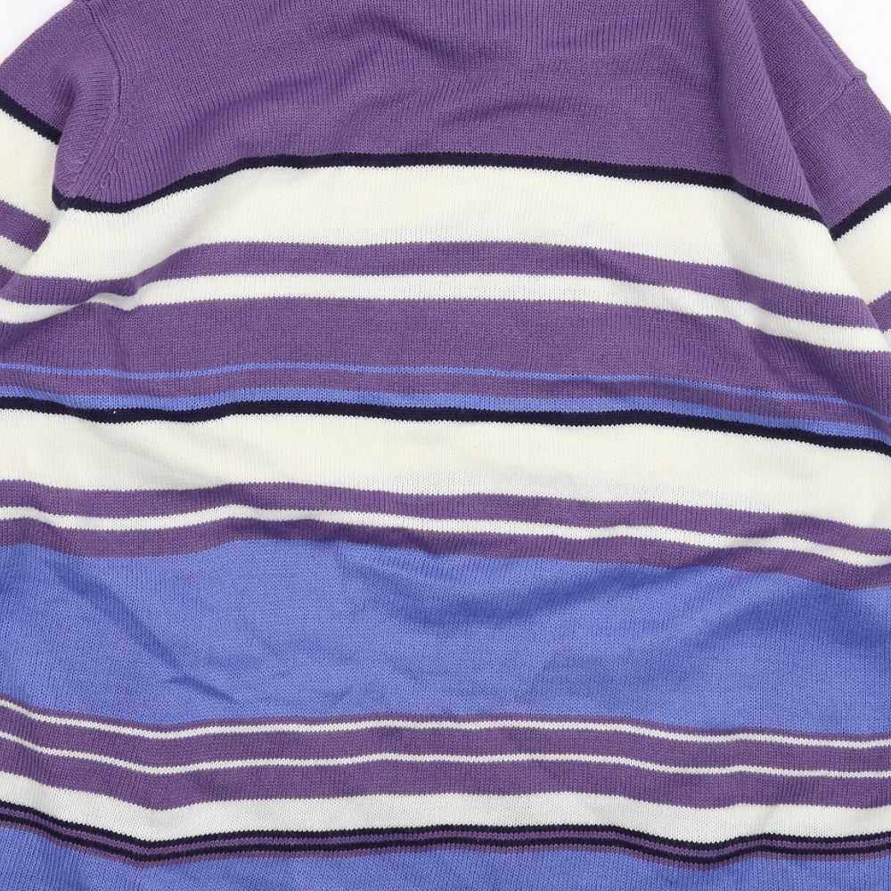 EWM Womens Purple Striped  Pullover Jumper Size XL