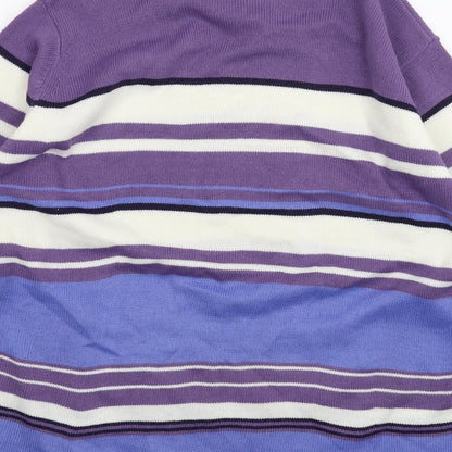 EWM Womens Purple Striped  Pullover Jumper Size XL