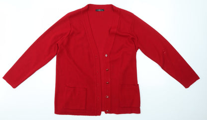 Womens UK Size M BM Red Cardigan Jumper