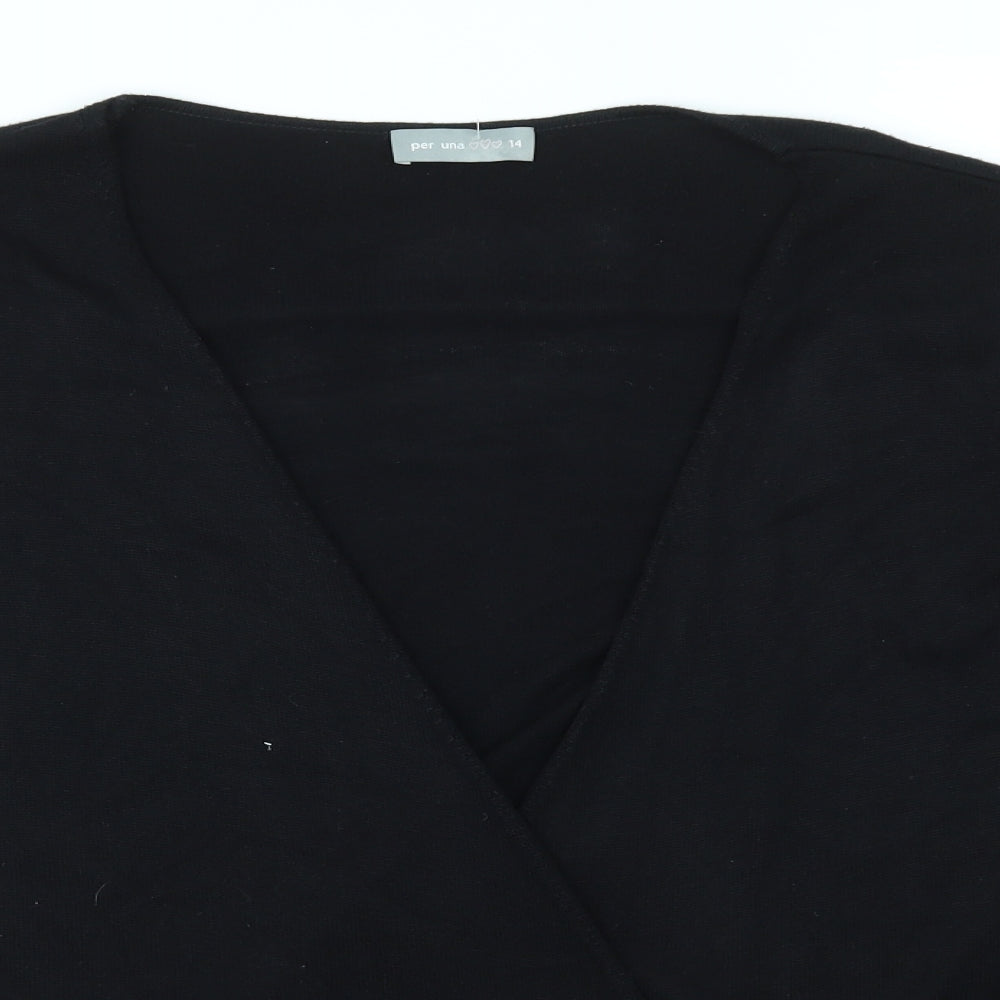 Womens UK Size 14 Per Una Black Cardigan Jumper