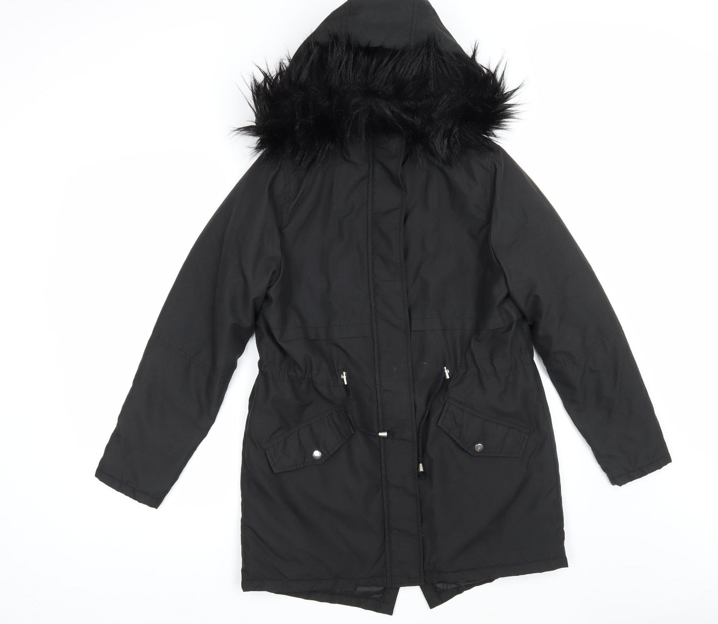 Womens UK Size 8 New Look Black Parka Coat