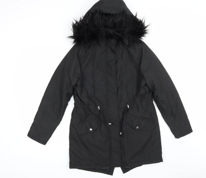 Womens UK Size 8 New Look Black Parka Coat