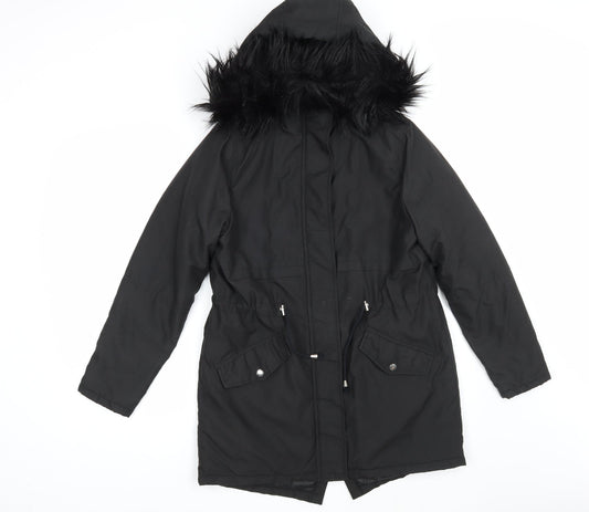 Womens UK Size 8 New Look Black Parka Coat