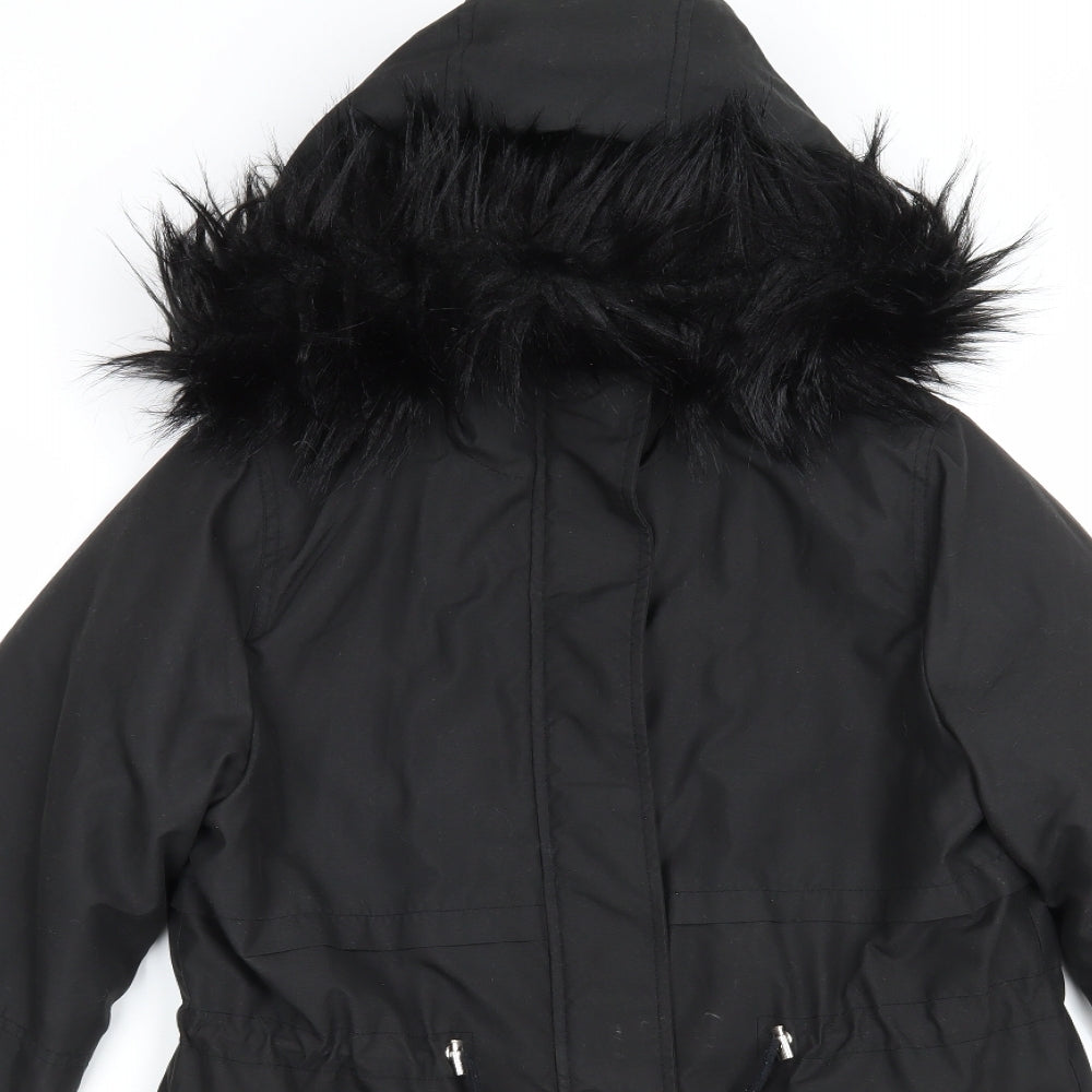 Womens UK Size 8 New Look Black Parka Coat