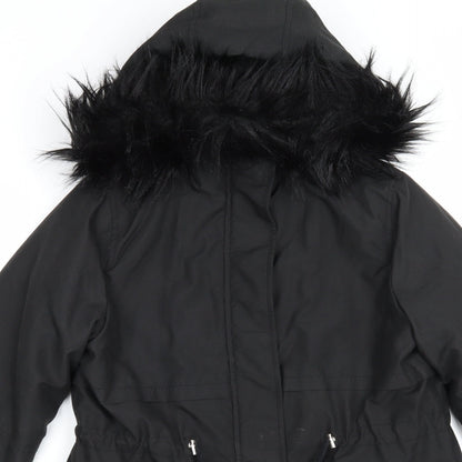 Womens UK Size 8 New Look Black Parka Coat