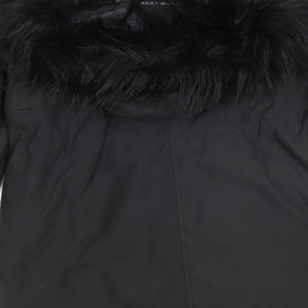 Womens UK Size 8 New Look Black Parka Coat