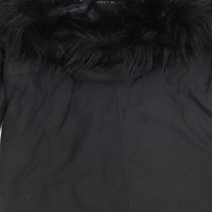 Womens UK Size 8 New Look Black Parka Coat