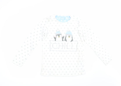 Primark Girls White Polka Dot  Top Pyjama Top Size 12 Years  - Penguin