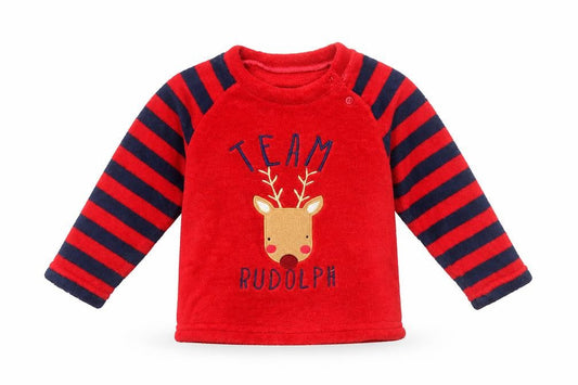 Primark Baby Red Striped   Pyjama Top Size 18-24 Months  - Rudolph