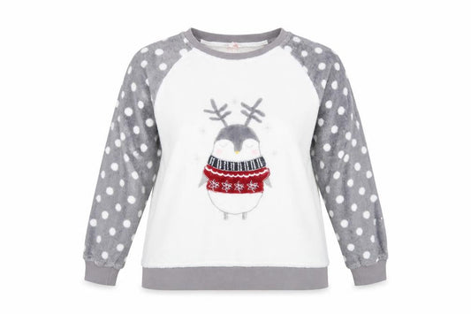 Pretty Secrets Womens White Polka Dot  Kimono Pyjama Top Size 16  - Christmas Novelty