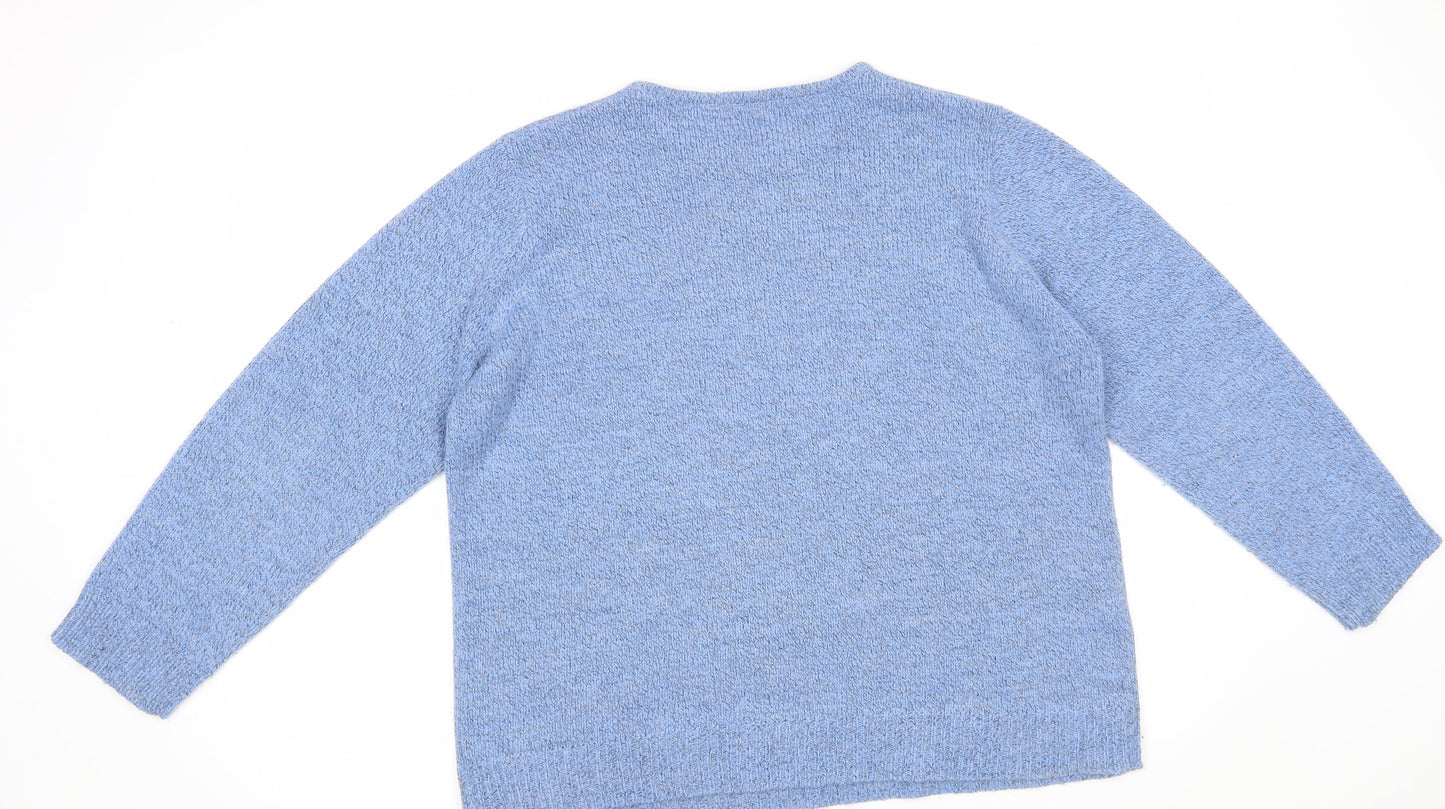 Damart Womens Blue Floral  Pullover Jumper Size XL