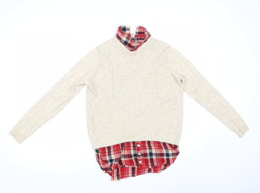 Primark Womens Beige Check  Pullover Jumper Size S