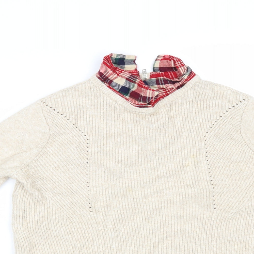 Primark Womens Beige Check  Pullover Jumper Size S