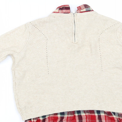 Primark Womens Beige Check  Pullover Jumper Size S