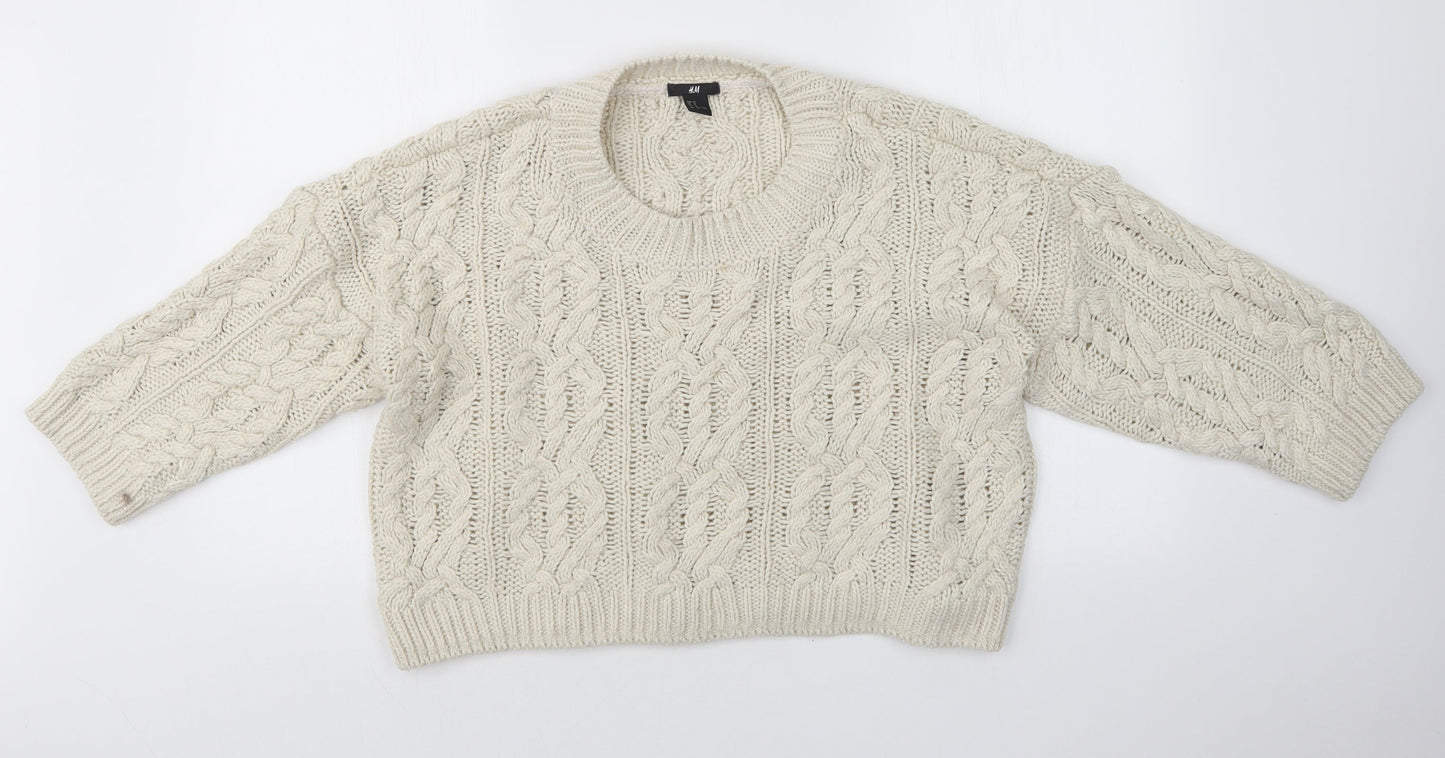 Womens UK Size M H&M White Pullover Jumper