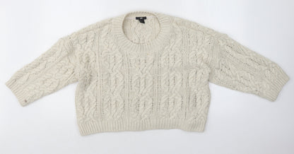 Womens UK Size M H&M White Pullover Jumper