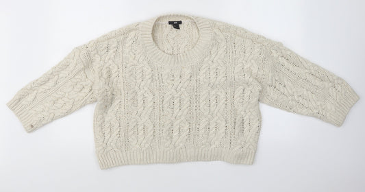 Womens UK Size M H&M White Pullover Jumper