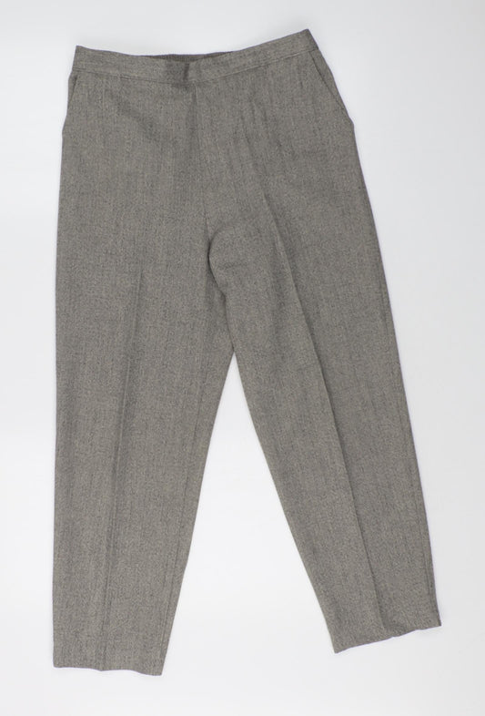 Womens UK Size 14 Preworn Regular Fit Dress Pants Grey Trousers