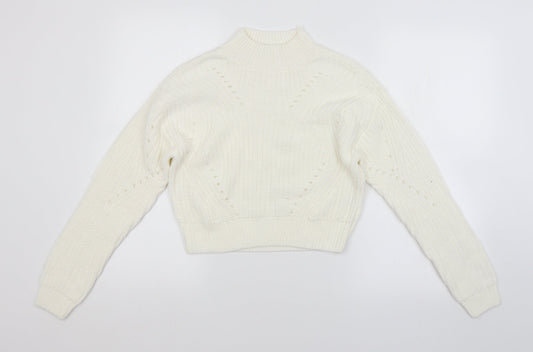 Candy Womens White Striped  Pullover Jumper Size 12