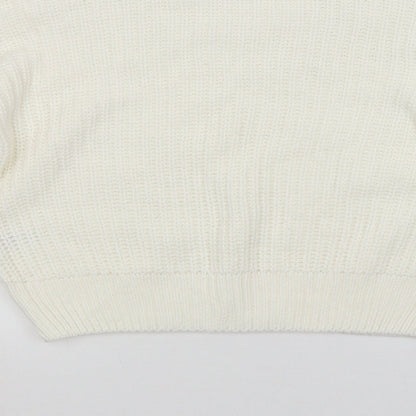 Candy Womens White Striped  Pullover Jumper Size 12
