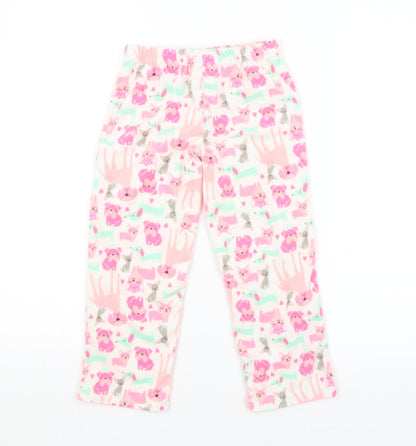 Preworn Girls Pink Animal Print   Pyjama Pants Size 5 Years