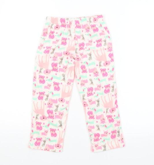 Preworn Girls Pink Animal Print   Pyjama Pants Size 5 Years