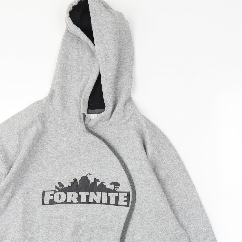 Mens UK Size M Gilden Grey Pullover Hoodie