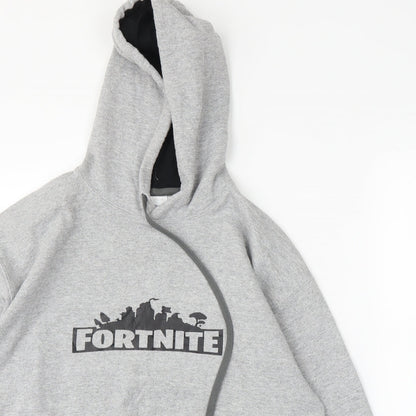 Mens UK Size M Gilden Grey Pullover Hoodie