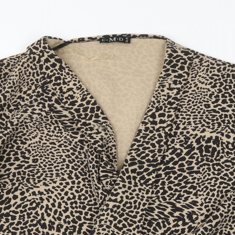 CMD Womens Multicoloured Animal Print  Wrap Jumper Size 16