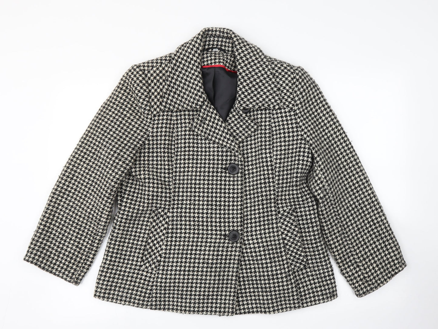 Klass Womens Multicoloured Houndstooth  Jacket Sport Coat Size 12