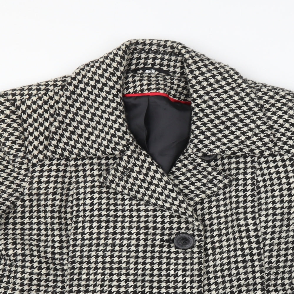 Klass Womens Multicoloured Houndstooth  Jacket Sport Coat Size 12
