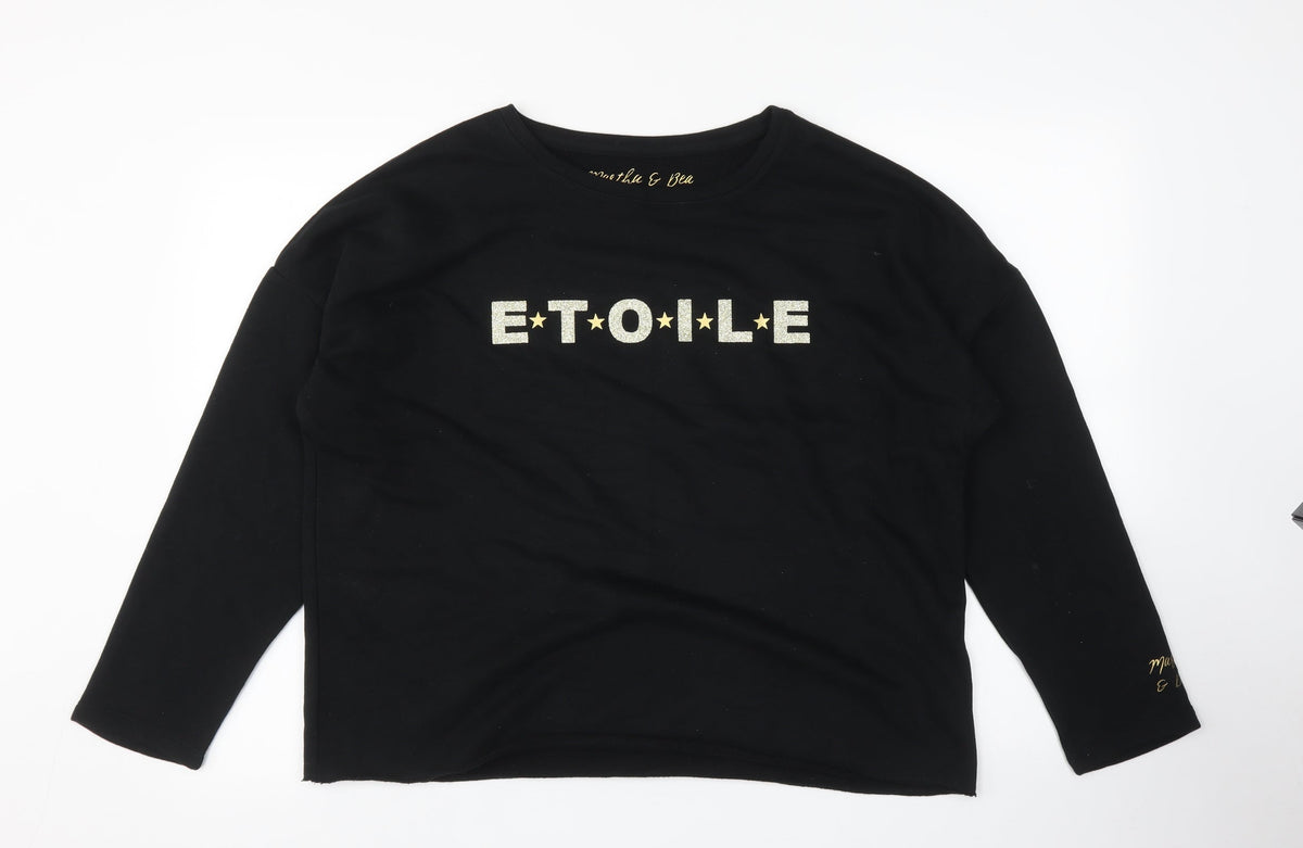 Martha & Bea Womens Black   Pullover Sweatshirt One Size