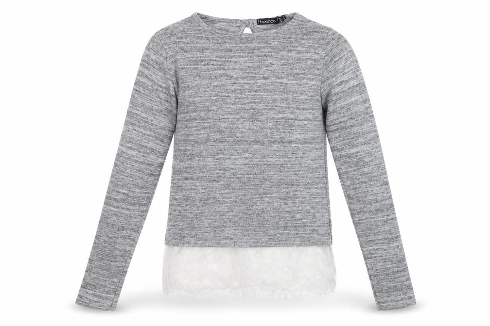 Womens UK Size 8 Boohoo Grey Basic T-Shirt