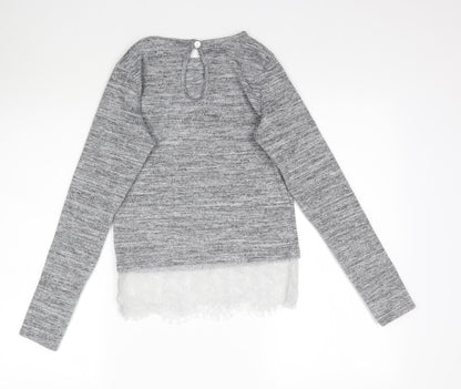 Boohoo Womens Grey   Basic T-Shirt Size 8  - Lace detail