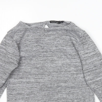 Boohoo Womens Grey   Basic T-Shirt Size 8  - Lace detail
