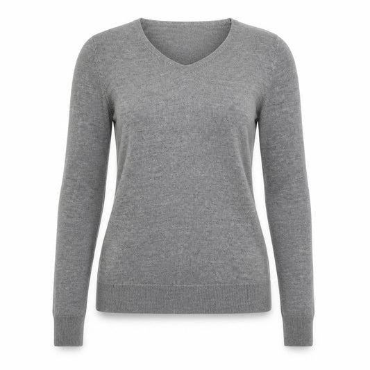Front view of Atmosphere women’s grey knit basic t-shirt, size UK 6
