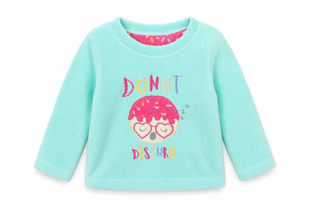 Just like you Girls Grey   Top Pyjama Top Size 2-3 Years  - Fluffy Donut