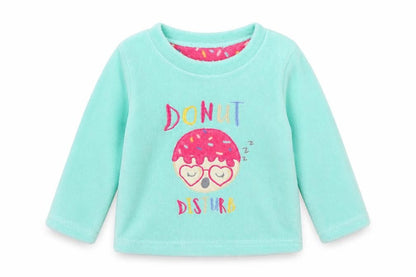Just like you Girls Grey   Top Pyjama Top Size 2-3 Years  - Fluffy Donut