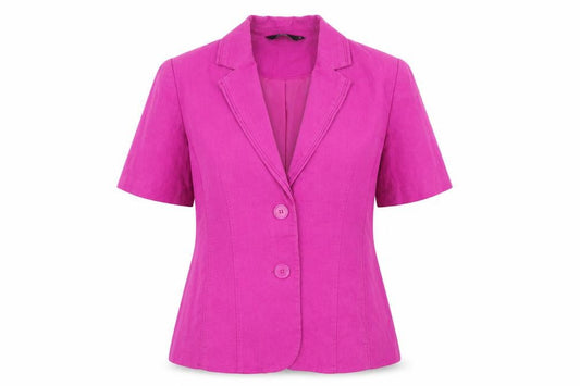Bonmarché Womens Pink Jacket Size 12 - Linen Look Jacket