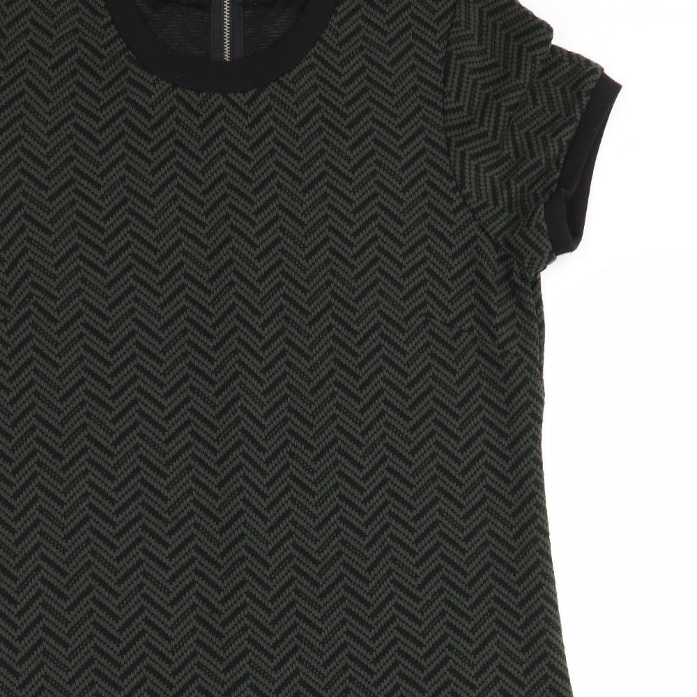Papaya Womens Green Herringbone  A-Line  Size 12  - Back Zip